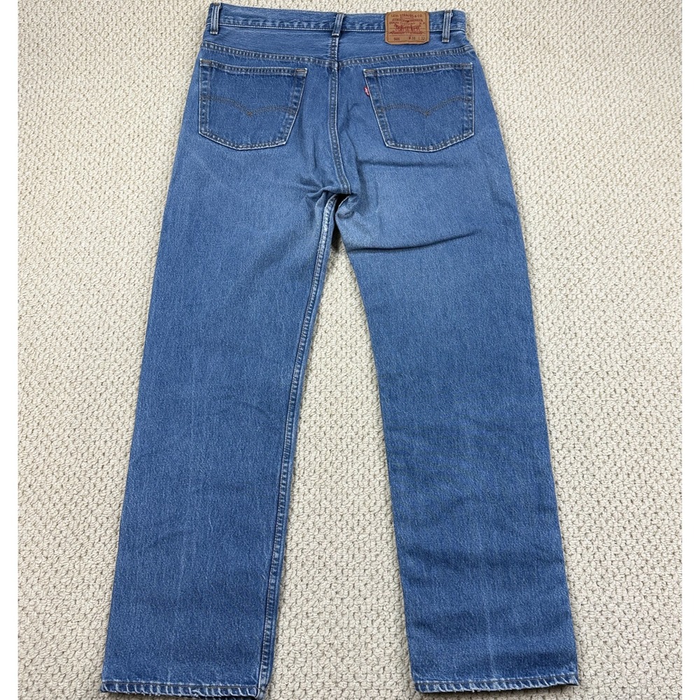 Vtg Levis 501 Jean Fits Mens 36x32 Blue Straight Button Fly Red Batwing 90s USA